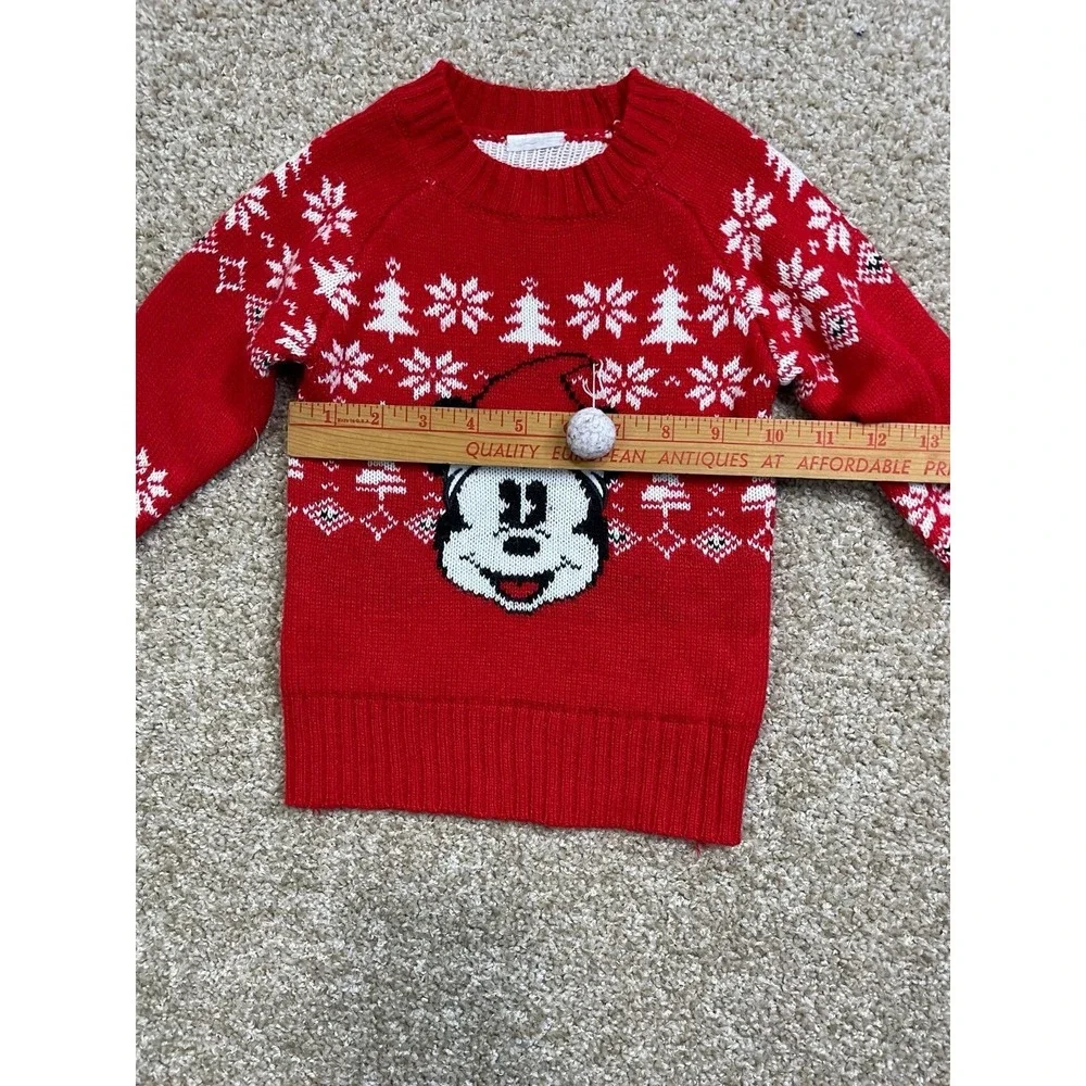 Disney Mickey Mouse Red Christmas Sweater‎ Toddler 3T Unisex